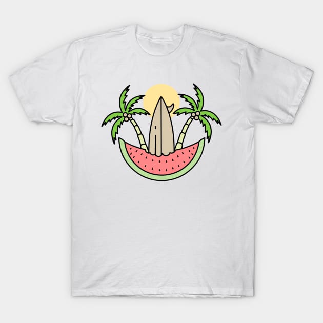Watermelon Surf T-Shirt by polkamdesign